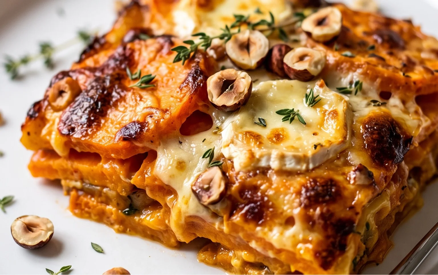 Gratin de patates douces au chèvre et noisettes